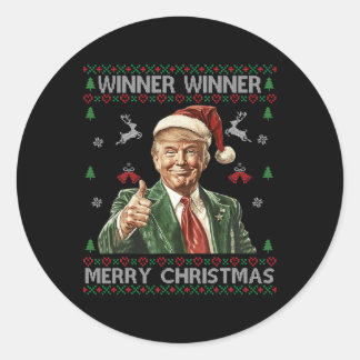 勝者メリークリスマストランプサンタ醜いSwe ラウンドシール