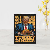 勝者勝者トルキーディナー面白いトランプ感謝祭 カード (黄色い花)