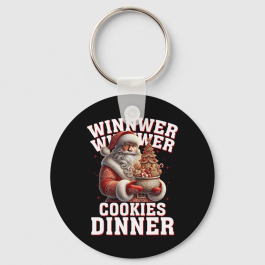 勝者CookieディナーサンタトランプおもしろいChr キーホルダー (正面)