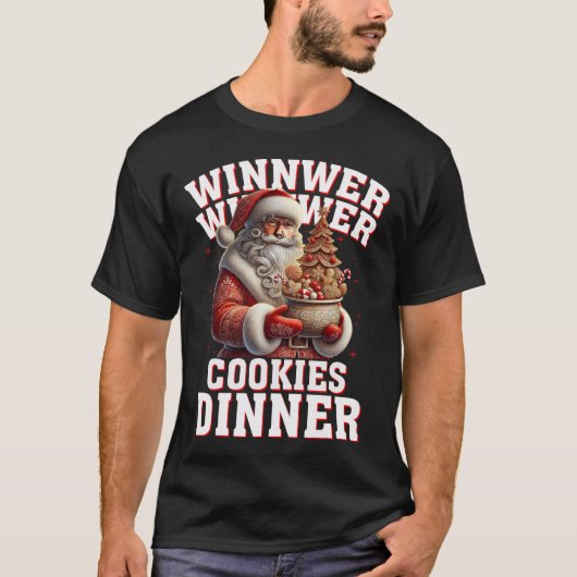 勝者CookieディナーサンタトランプおもしろいChr Tシャツ (正面)