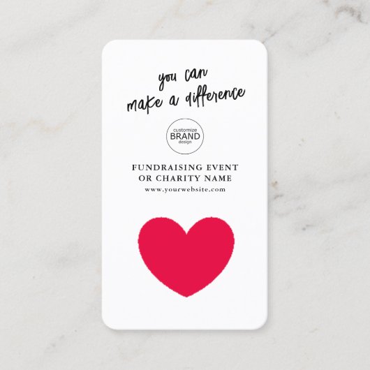 募金チャリティーイベント寄付ロゴフォトカード 名刺 (正面)