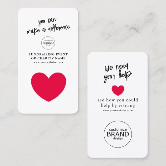 募金チャリティーイベント寄付ロゴフォトカード 名刺 (正面/裏面)