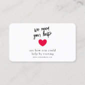 募金チャリティー寄付ハート写真カード 名刺 (裏面)