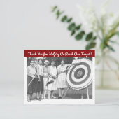 募金会ヴィンテージ女子おもしろいアーチェリーありがとう ポストカード (スタンド正面)