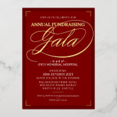 募金用ガラボールエレガントイベントファンシーバーガンディ 箔招待状 (正面)