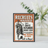 募集91stハイランド人バグパイルWWI ポストカード (スタンド正面)