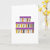 勤労15周年おめでとう、かわいい猫たち カード (黄色い花)