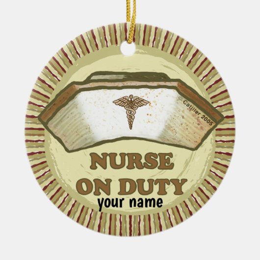 勤務中のナース セラミックオーナメント (正面)