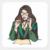 勤務中の管理者 スクエアシール (正面)