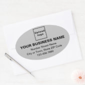 勤務先の住所と電話番号（灰色） 楕円形シール (封筒)