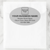 勤務先の住所と電話番号（灰色） 楕円形シール (バッグ)