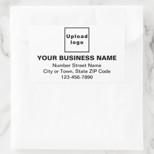 勤務先の住所と電話番号(白) 長方形シール (バッグ)