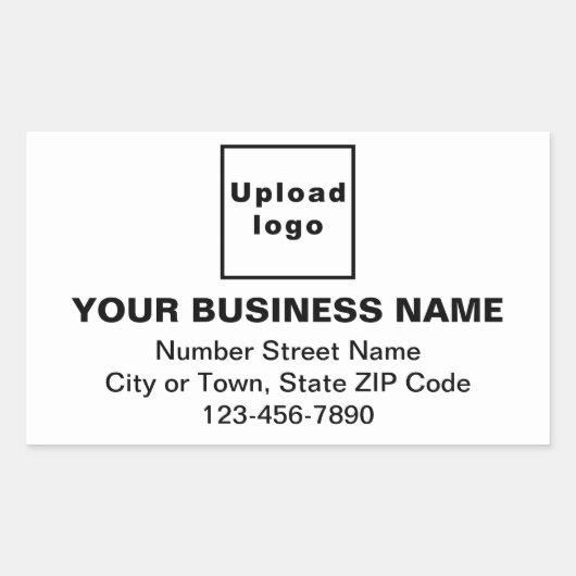 勤務先の住所と電話番号（白） 長方形シール (正面)