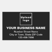 勤務先の住所と電話番号（黒） 長方形シール (正面)