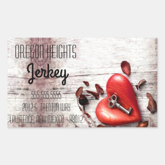 勤務先の住所ステッカー国の木材鍵へ 長方形シール (正面)