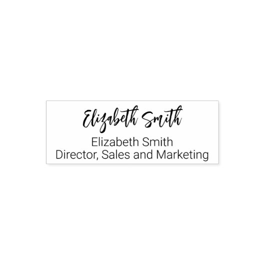 勤務先の署名の筆記体とプリント名の役職 セルフインキングスタンプ (デザイン)