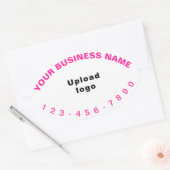 勤務先の電話番号ピンクの文字（白） 楕円形シール (封筒)