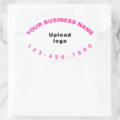 勤務先の電話番号ピンクの文字（白） 楕円形シール (バッグ)