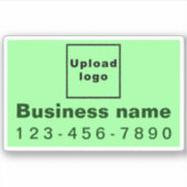 勤務先の電話番号、淡緑色の四角形ビニール シール (正面)