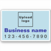 勤務先の電話番号、淡青色の四角形ビニル シール (正面)