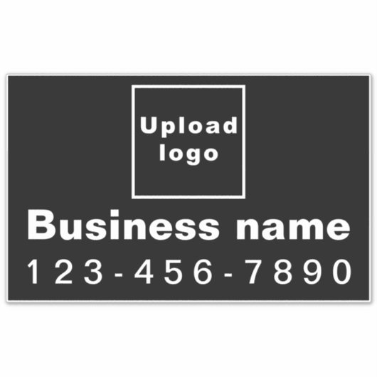 勤務先の電話番号、黒い大きな四角形ビニール シール (正面)