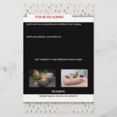 勤務先6枚の写真 |金ゴールドホワイトマーケティングパンフレット チラシ (裏面)