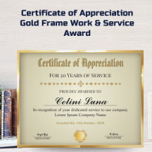 勤続年数の証明書 – プロフェッショナル金ゴールド