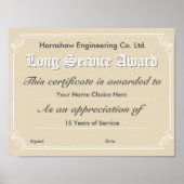 勤続表彰状 ポスター (正面)