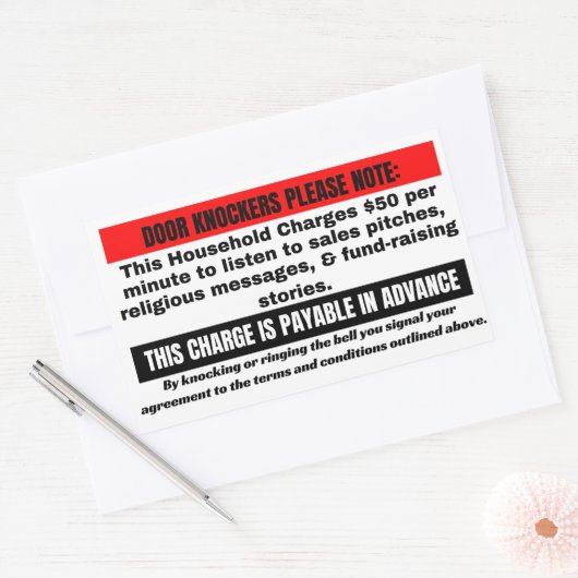 勧誘おもしろいの看板なし。ドアの組み立て 長方形シール (封筒)