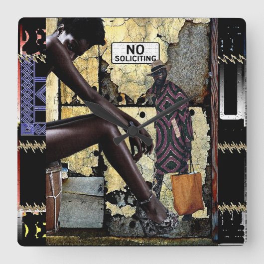 勧誘するな！ スクエア壁時計 (正面)