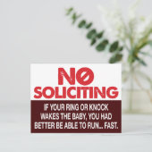 勧誘のサインなし – ベビーを起こさない ポストカード (スタンド正面)