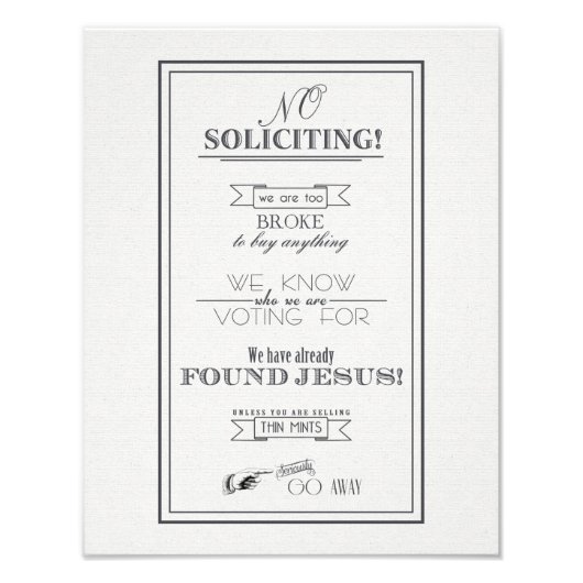 勧誘のユーモアのある禁止 フォトプリント            (正面)