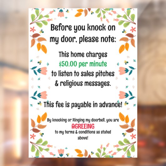 勧誘や宗教的なメッセージなし ウィンドウサイン (シート2)