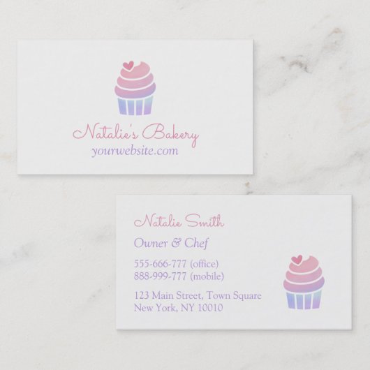 勾配のカップケーキのベーカリーの名刺 名刺 (正面/裏面)