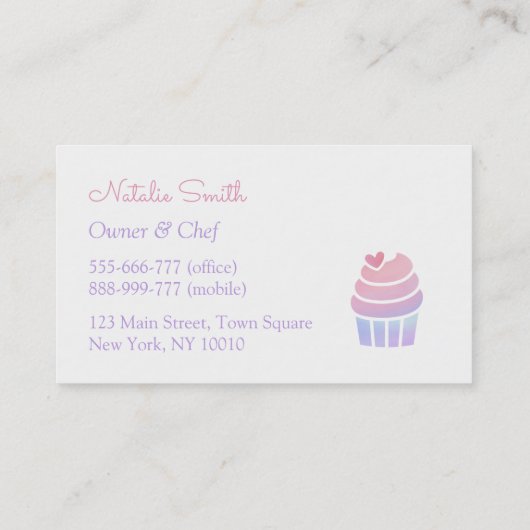 勾配のカップケーキのベーカリーの名刺 名刺 (裏面)