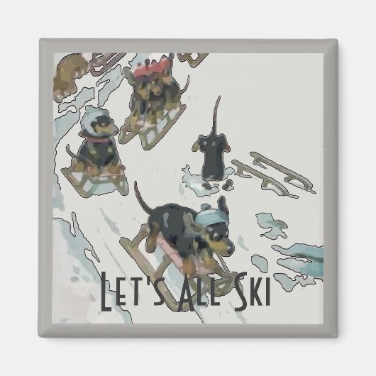 勾配のダックスエンド、文字を追加 マグネット (正面)