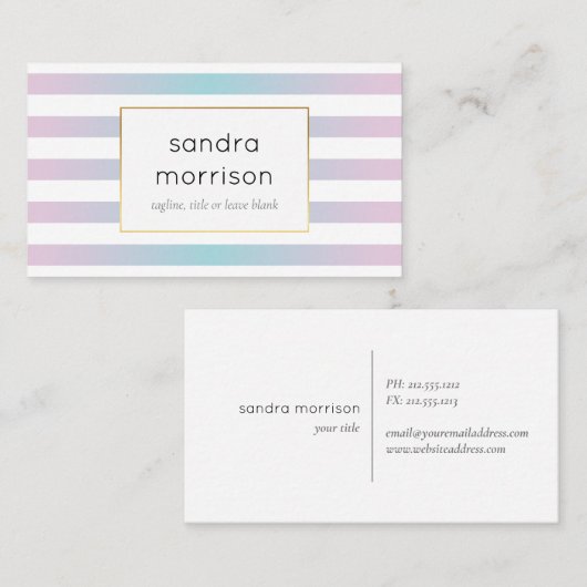 勾配のピンクおよびティール（緑がかった色）のストライプな名刺 名刺 (正面/裏面)