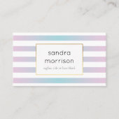 勾配のピンクおよびティール（緑がかった色）のストライプな名刺 名刺 (正面)