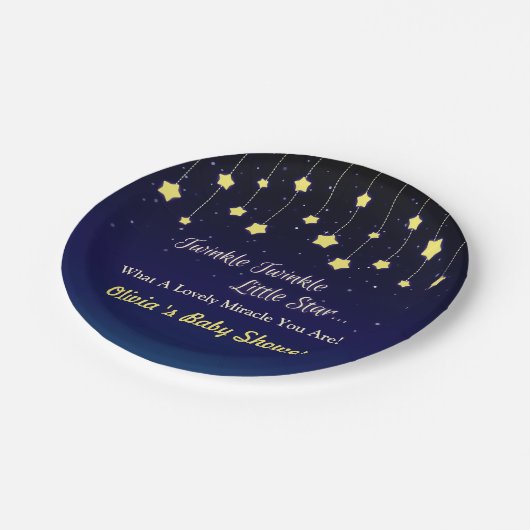 勾配の濃紺のきらめき少し星のパーティーのプレート ペーパープレート (アングル)