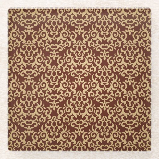 勾配の背景のダマスク織パターン ガラスコースター (正面)