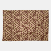 勾配の背景のダマスク織パターン キッチンタオル (横)