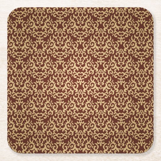 勾配の背景のダマスク織パターン スクエアペーパーコースター (正面)