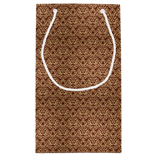 勾配の背景のダマスク織パターン スモールペーパーバッグ (裏面)