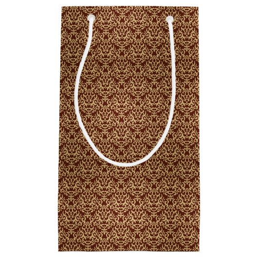 勾配の背景のダマスク織パターン スモールペーパーバッグ (正面)