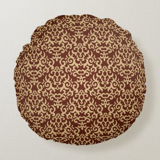 勾配の背景のダマスク織パターン ラウンドクッション (正面)