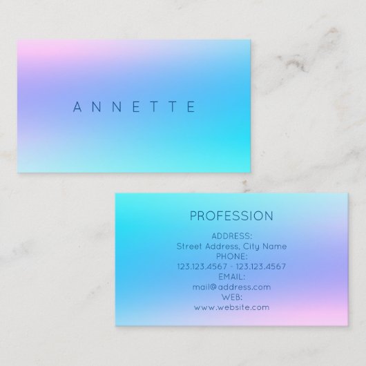 勾配の調子の青い紫色の大理石 名刺 (正面/裏面)