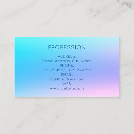 勾配の調子の青い紫色の大理石 名刺 (裏面)