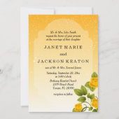 勾配の黄色い花の結婚式 招待状 (正面)