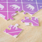 勾配を飾る青の象パターン ジグソーパズル (側面)