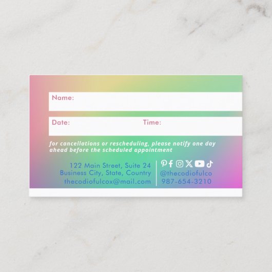 勾配アポイントメントカード ロイヤリティカード (裏面)